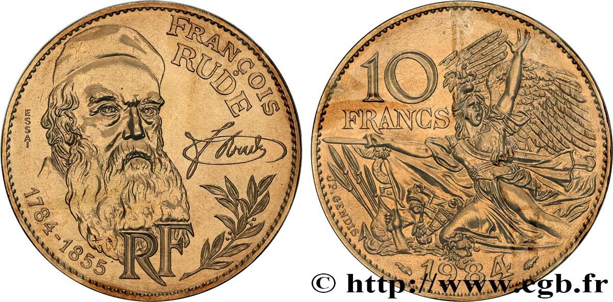 Essai de 10 francs François Rude, tranche B 1984 Pessac F.369/1 ST 