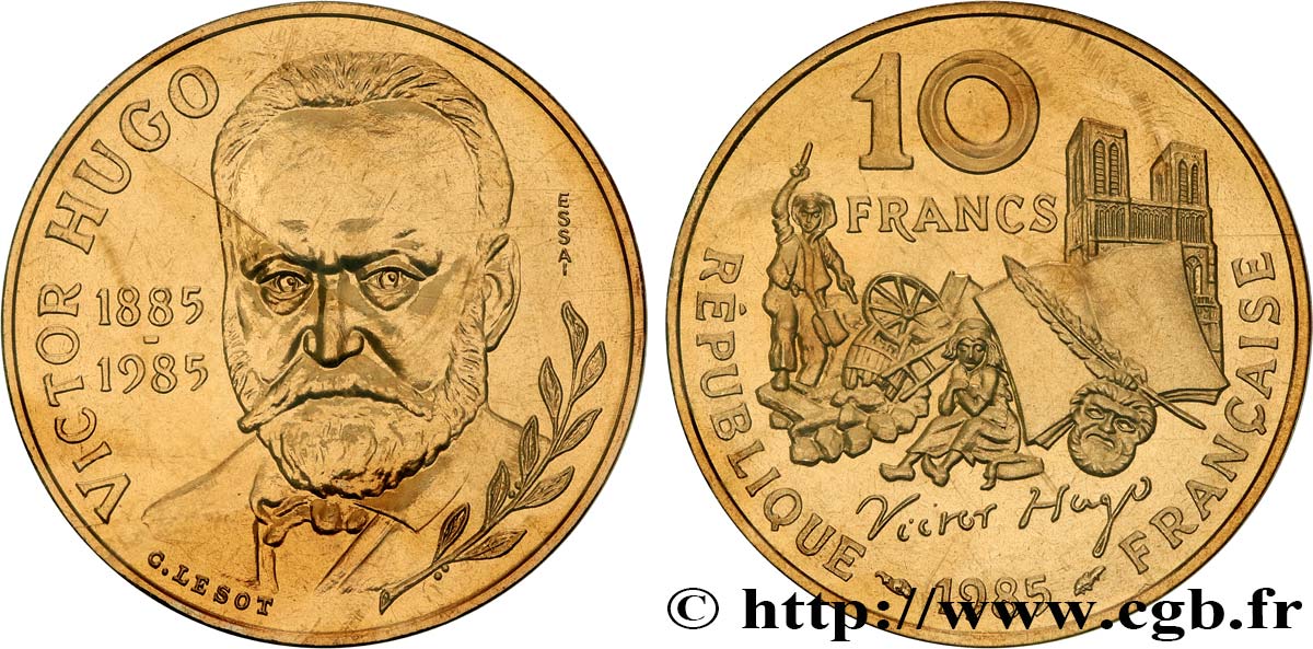 Essai de 10 francs Victor Hugo, tranche B 1985 Pessac F.370/1 FDC 
