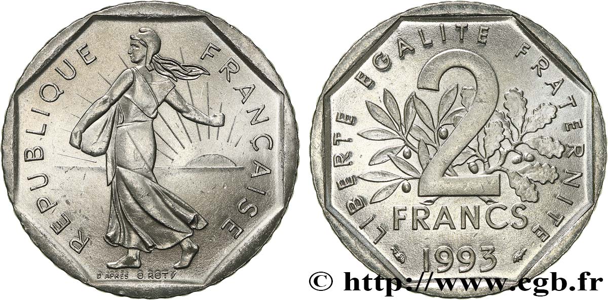 2 francs Semeuse, nickel 1993 Pessac F.272/19 MS64 