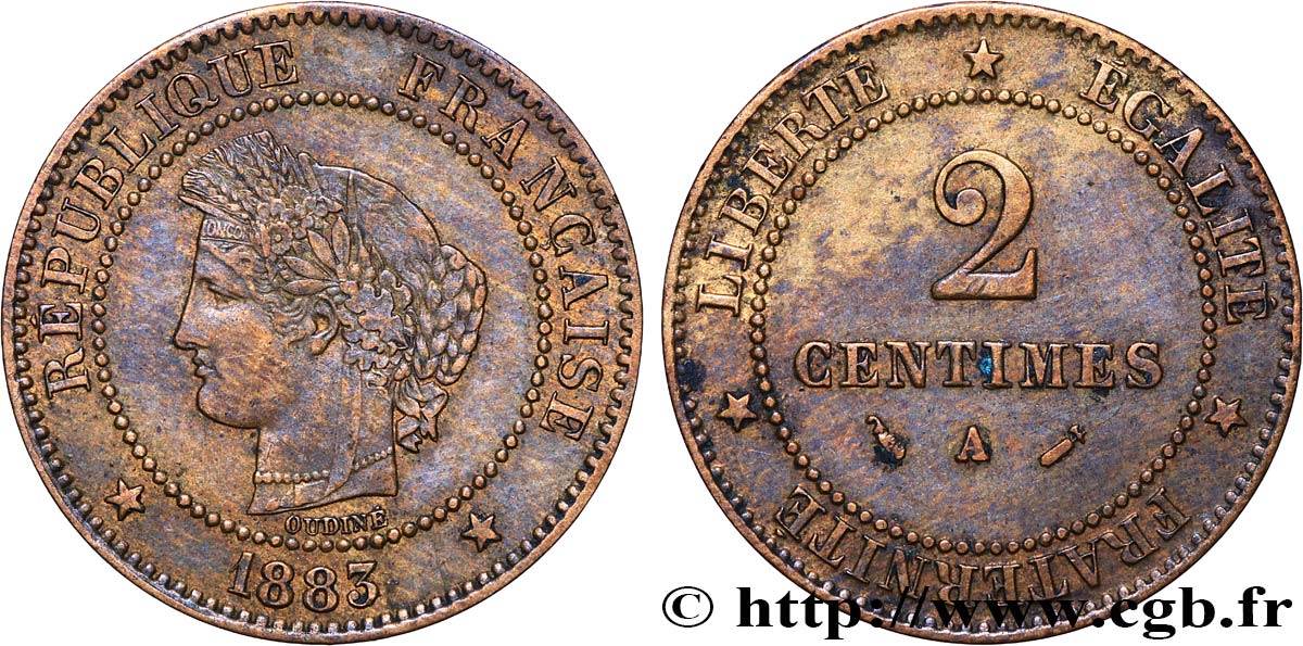 2 centimes Cérès 1883 Paris F.109/8 TTB 