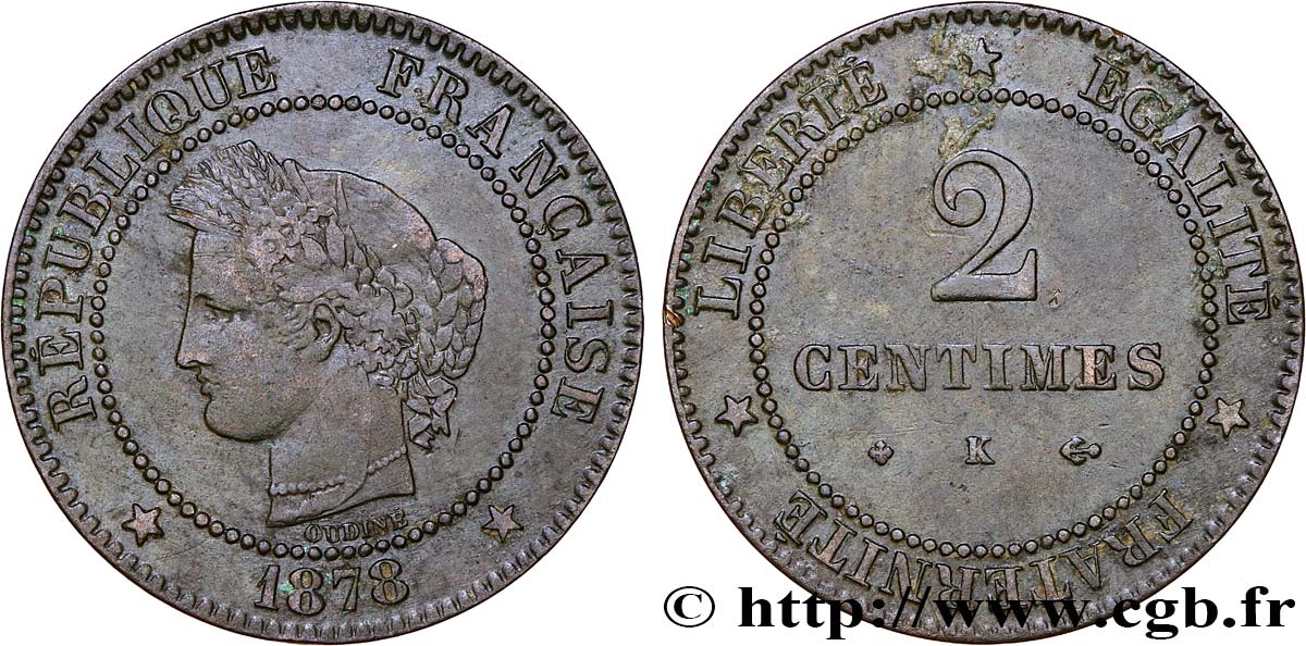 2 centimes Cérès 1878 Bordeaux F.109/4 TB35 
