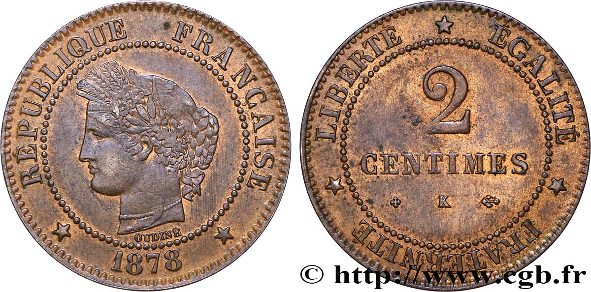 2 centimes Cérès 1878 Bordeaux F.109/4 TTB 