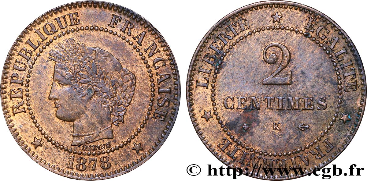 2 centimes Cérès 1878 Bordeaux F.109/4 TTB 
