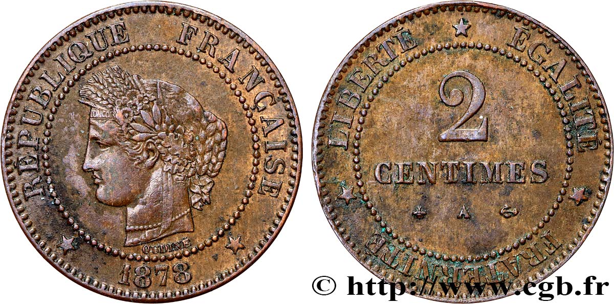 2 centimes Cérès 1878 Paris F.109/3 TTB 