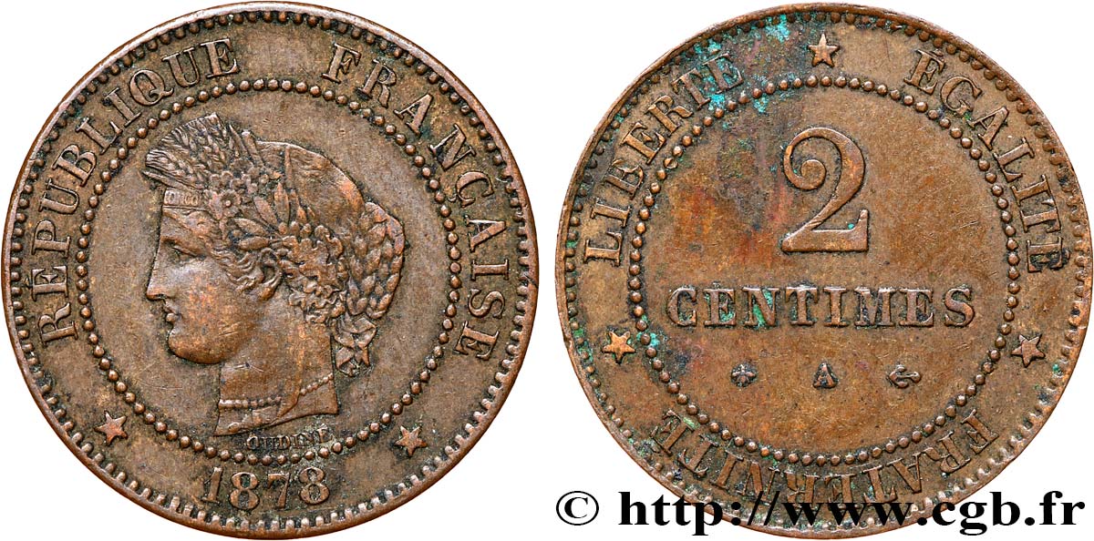 2 centimes Cérès 1878 Paris F.109/3 MBC 
