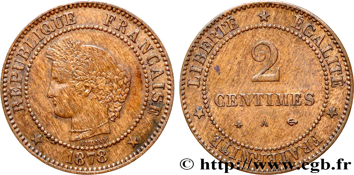 2 centimes Cérès 1878 Paris F.109/3 XF 