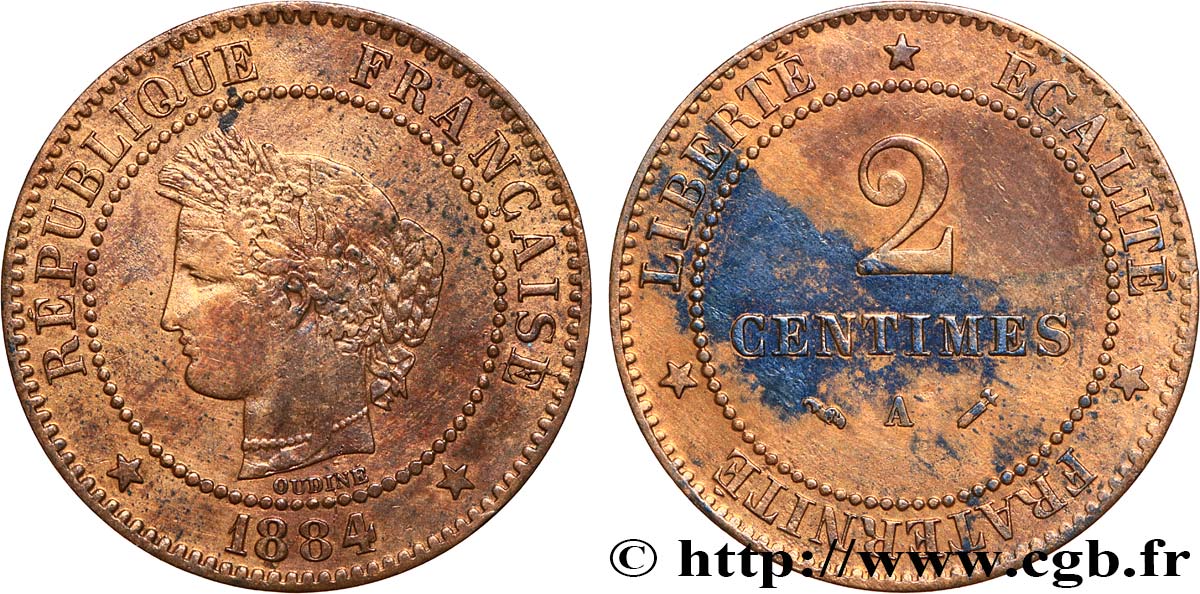 2 centimes Cérès 1884 Paris F.109/9 fVZ 