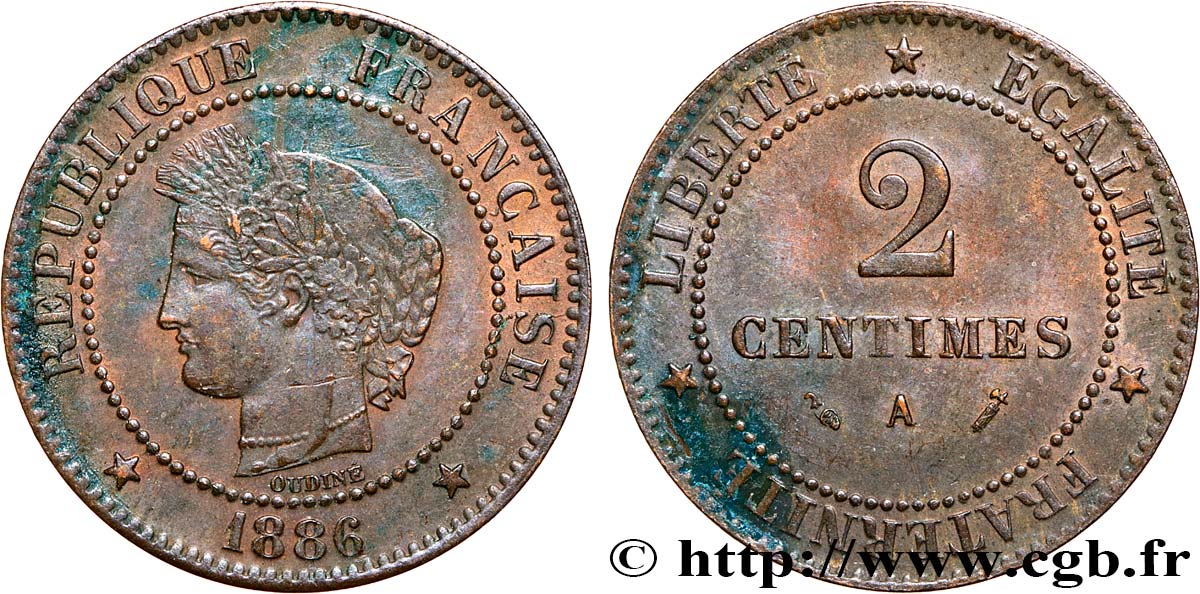 2 centimes Cérès 1886 Paris F.109/12 BB 