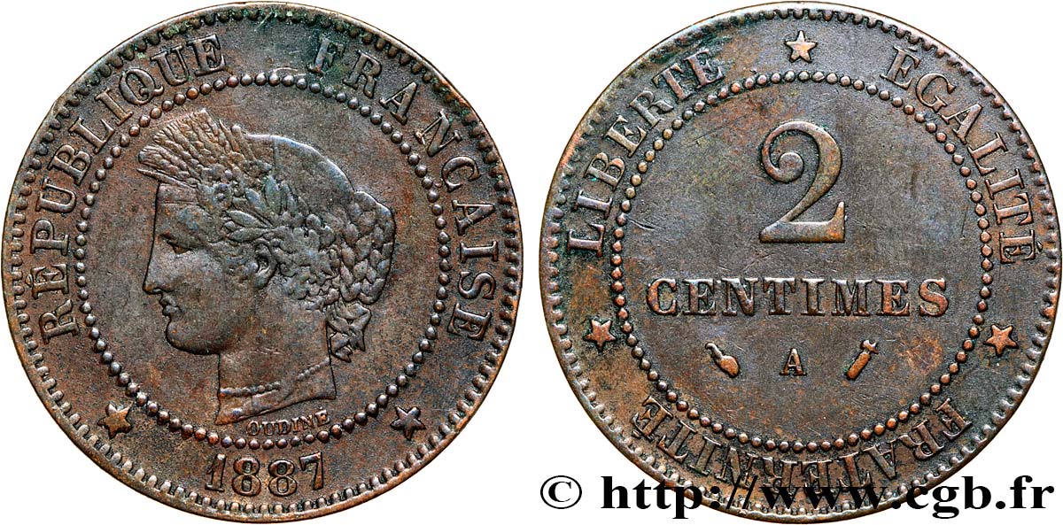 2 centimes Cérès 1887 Paris F.109/13 TTB40 