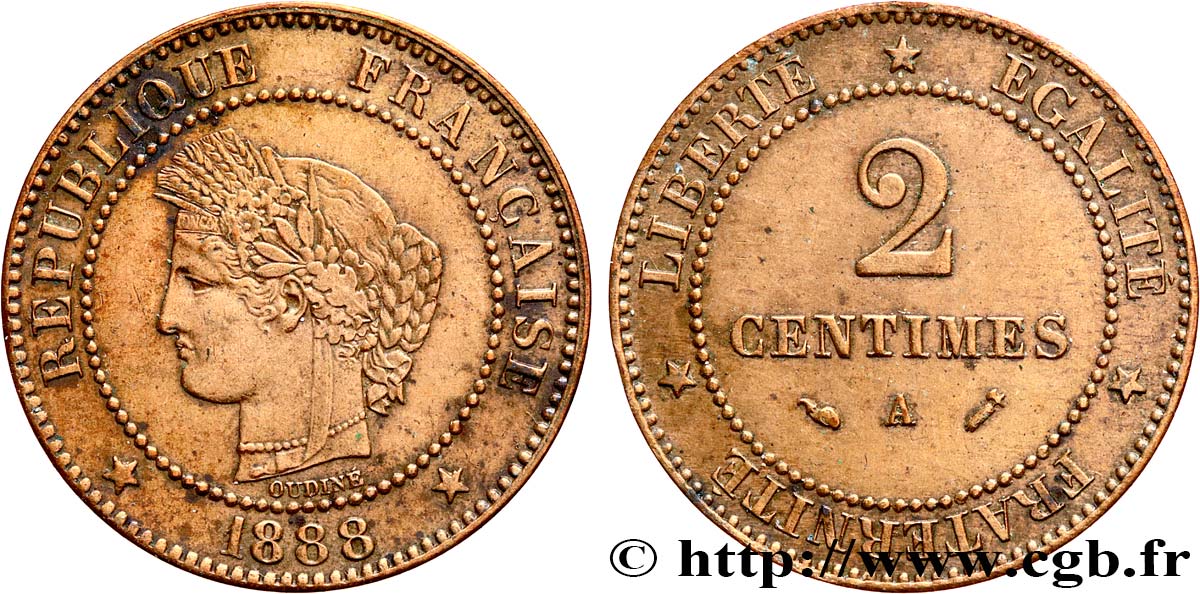 2 centimes Cérès 1888 Paris F.109/14 MBC53 
