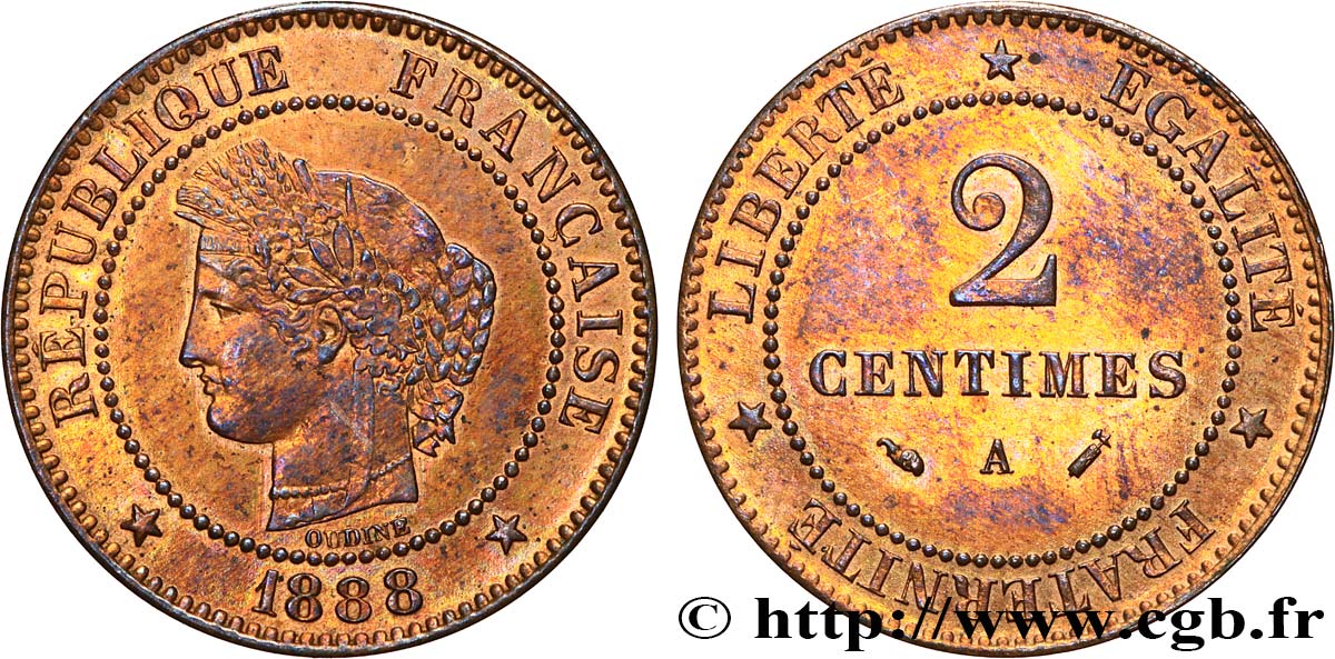 2 centimes Cérès 1888 Paris F.109/14 AU 