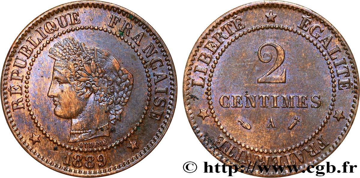 2 centimes Cérès 1889 Paris F.109/15 TTB+ 