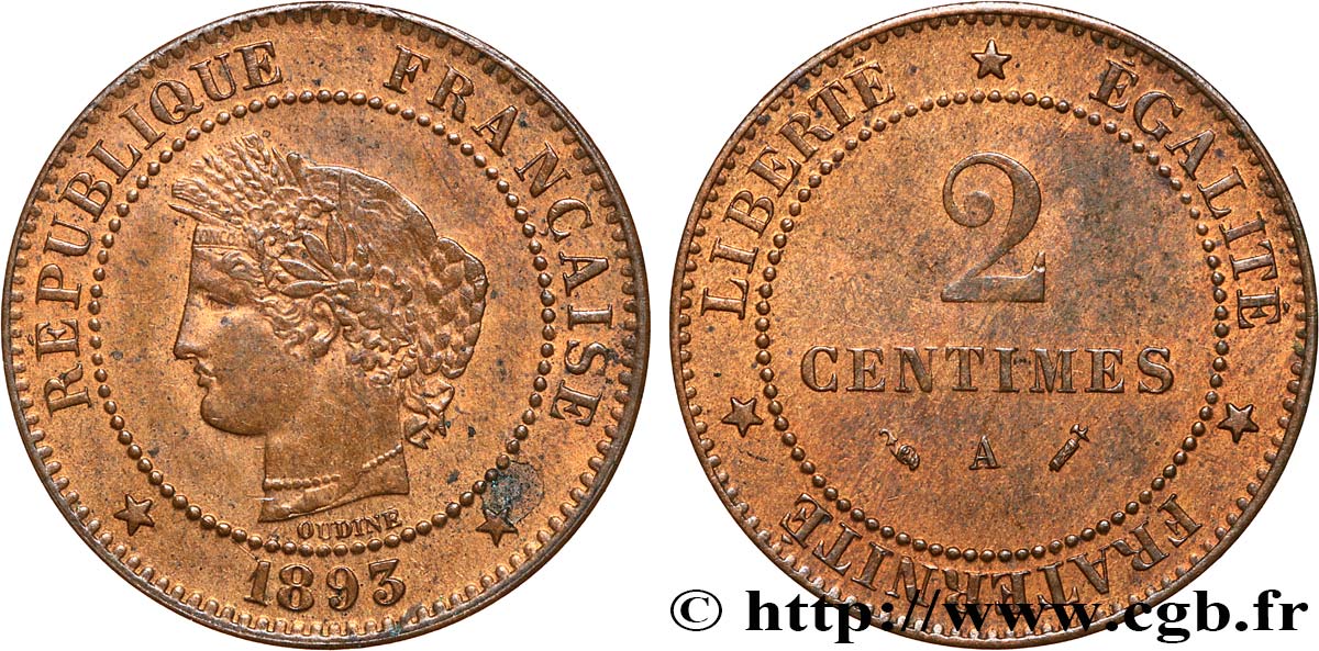 2 centimes Cérès 1893 Paris F.109/19 MBC40 