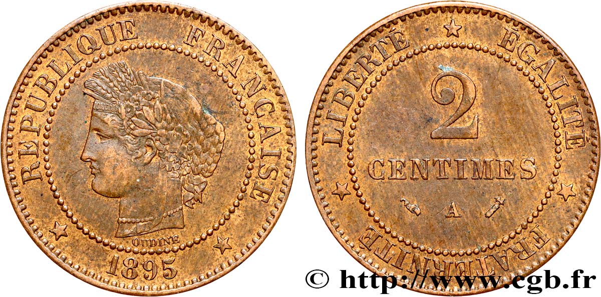 2 centimes Cérès 1895 Paris F.109/21 EBC 