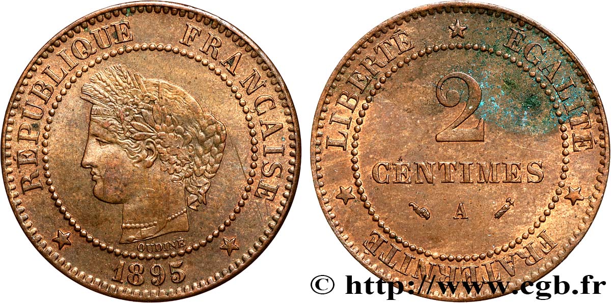 2 centimes Cérès 1895 Paris F.109/21 BB 