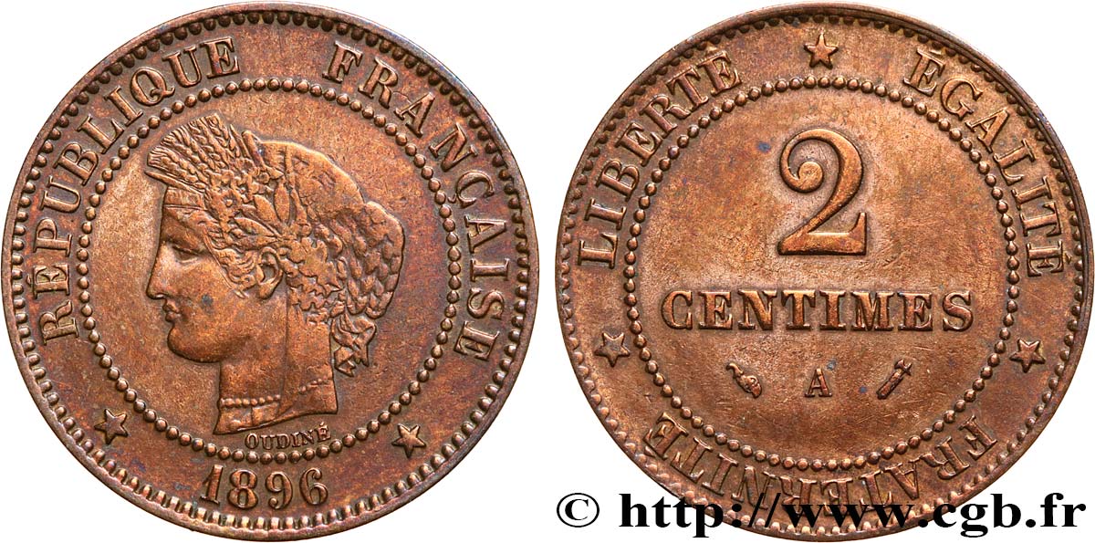 2 centimes Cérès 1896 Paris F.109/22 XF45 
