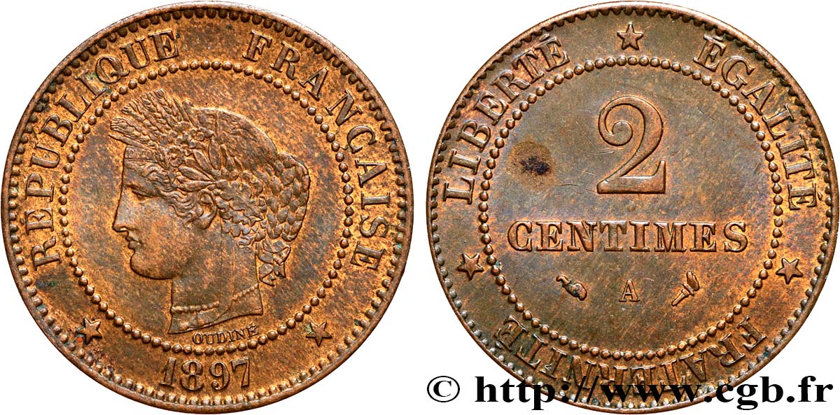 2 centimes Cérès 1897 Paris F.109/23 AU 