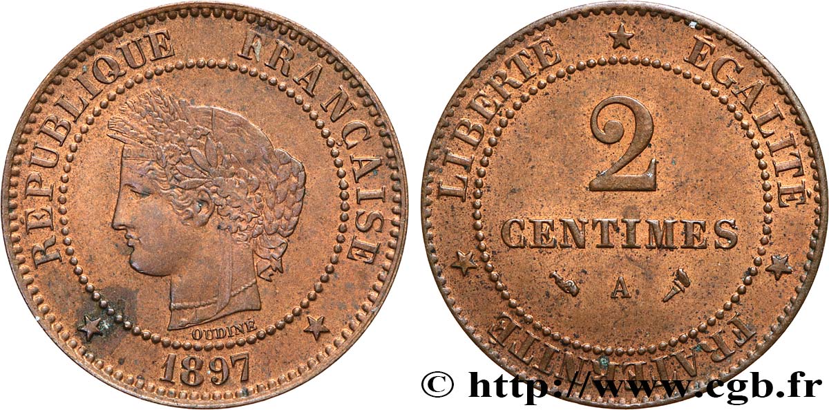2 centimes Cérès 1897 Paris F.109/23 AU 