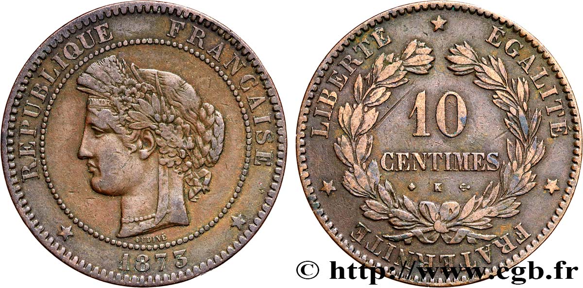 10 centimes Cérès 1873 Bordeaux F.135/11 BC20 
