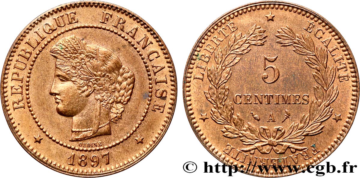 5 centimes Cérès 1897 Paris F.118/39 AU55 