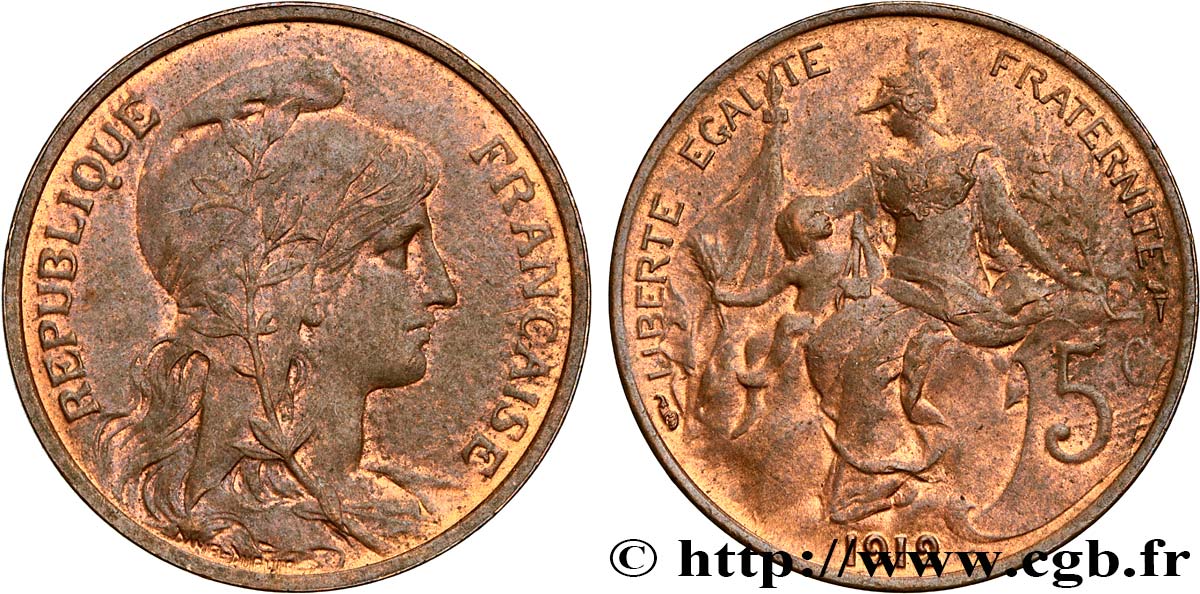 5 centimes Daniel-Dupuis 1912  F.119/24 SUP55 