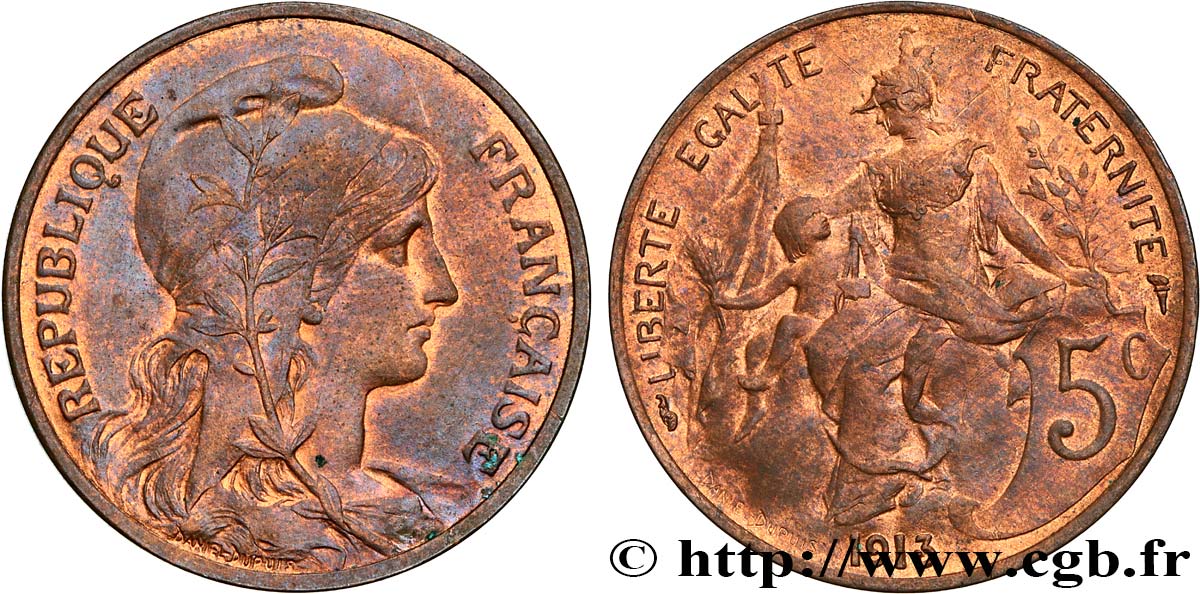 5 centimes Daniel-Dupuis 1913  F.119/25 SPL58 