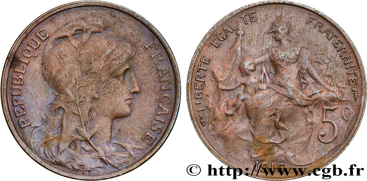 5 centimes Daniel-Dupuis 1916  F.119/28 AU50 