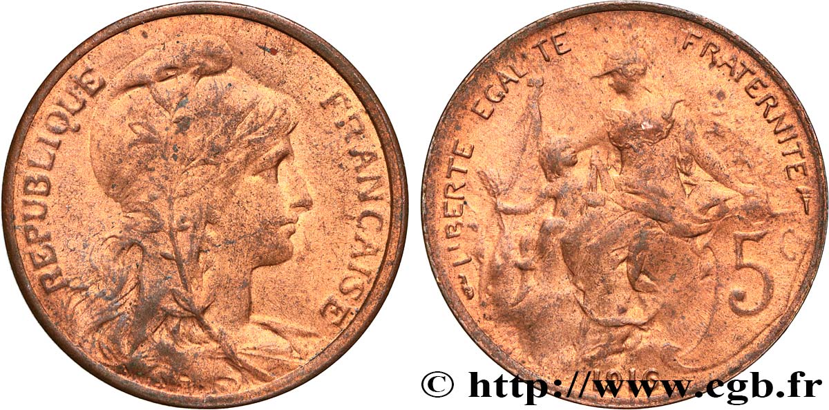 5 centimes Daniel-Dupuis 1916  F.119/28 AU 