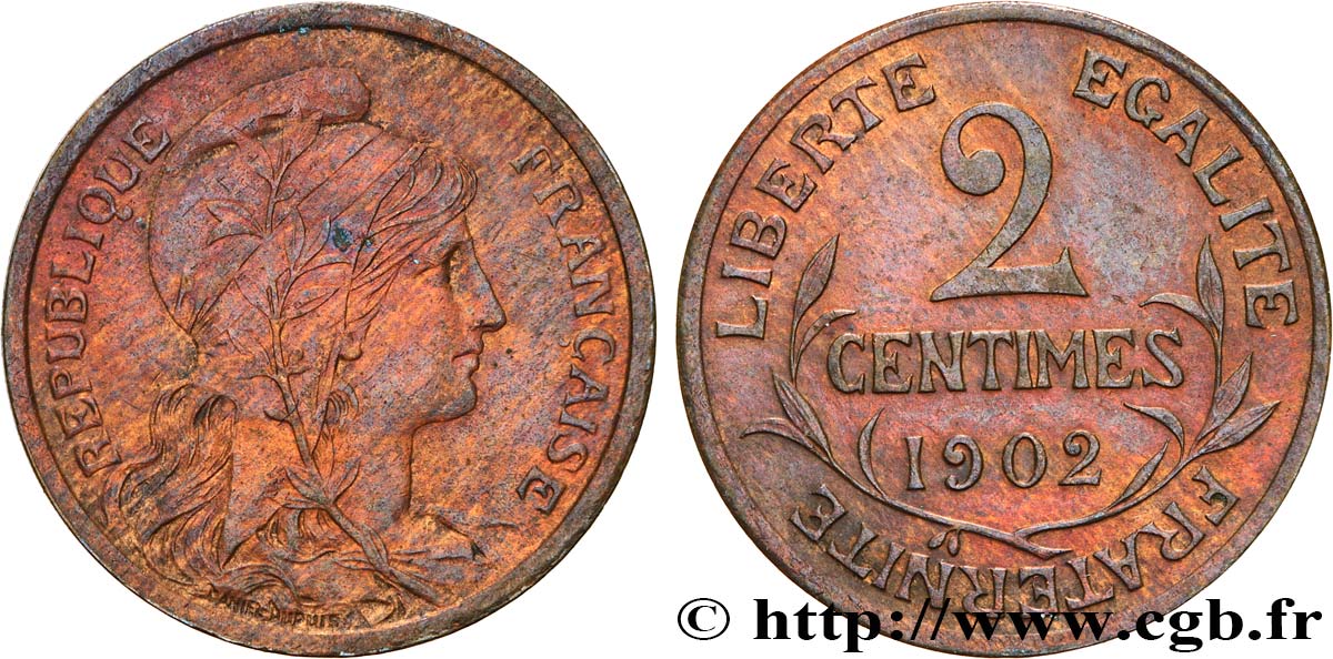 2 centimes Daniel-Dupuis 1902 Paris F.110/7 XF45 