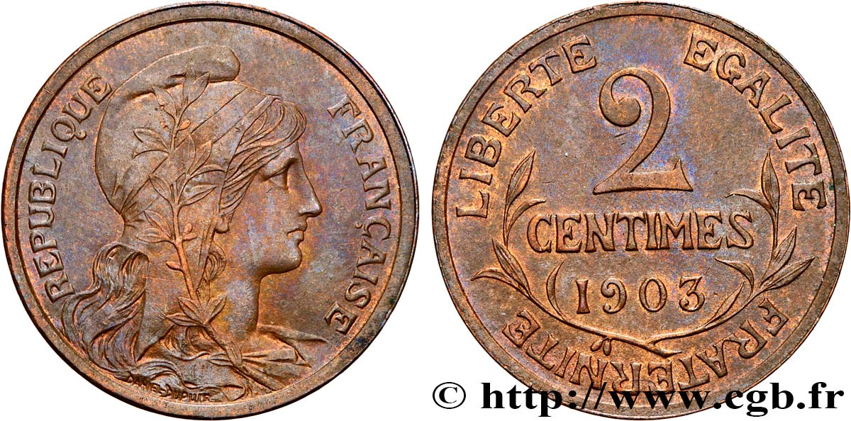 2 centimes Daniel-Dupuis 1903 Paris F.110/8 AU53 