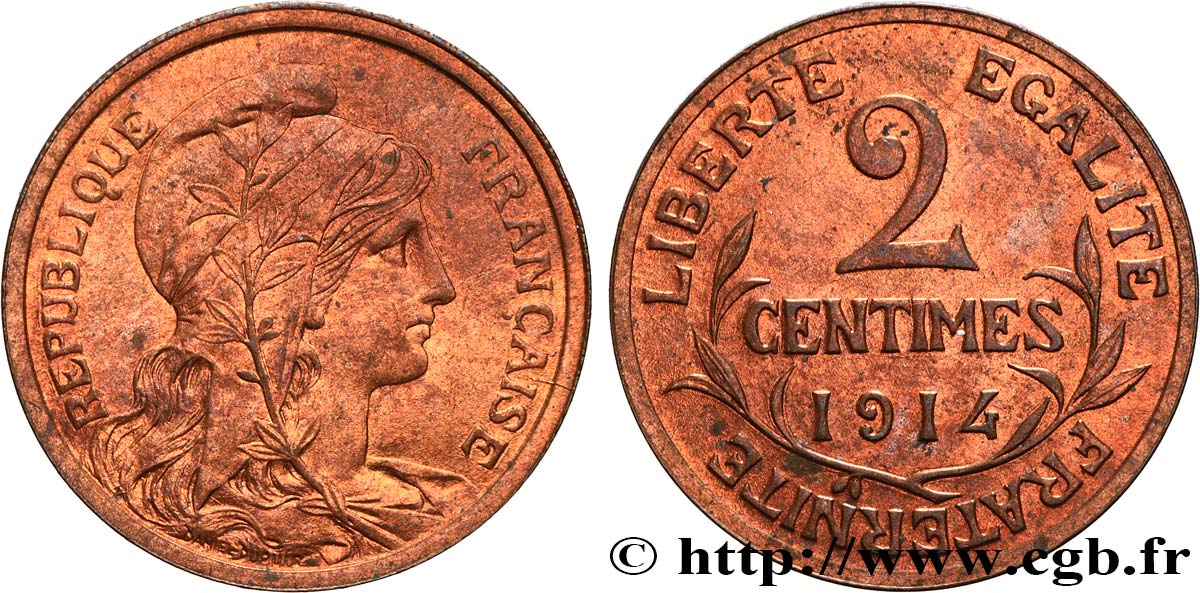2 centimes Daniel-Dupuis 1914 Paris F.110/17 AU53 