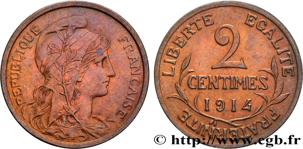 2 centimes Daniel-Dupuis 1914 Paris F.110/17 MS60 