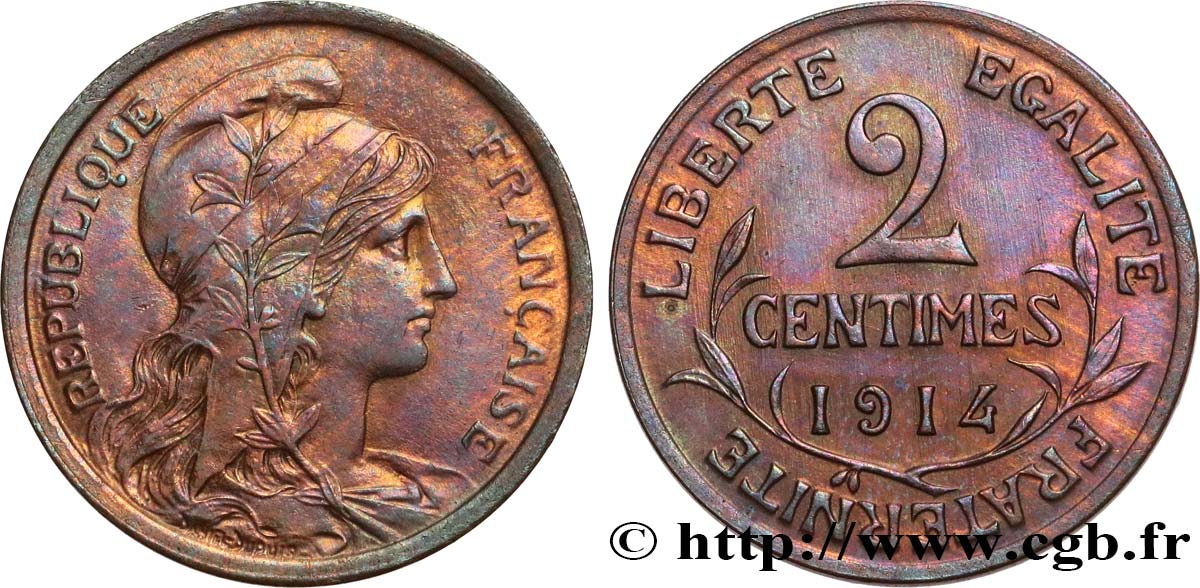 2 centimes Daniel-Dupuis 1914 Paris F.110/17 MS60 