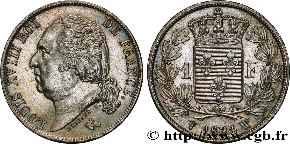 1 franc Louis XVIII 1824 Lille F.206/66 SPL+ 