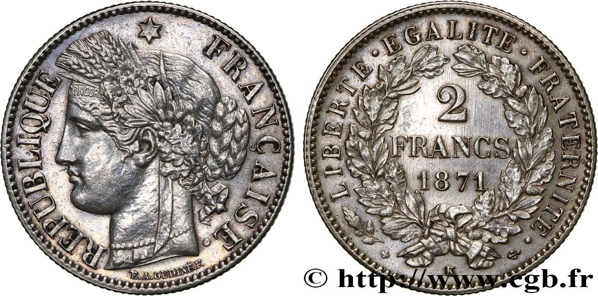 2 francs Cérès, avec légende 1871 Bordeaux F.265/7 VZ 