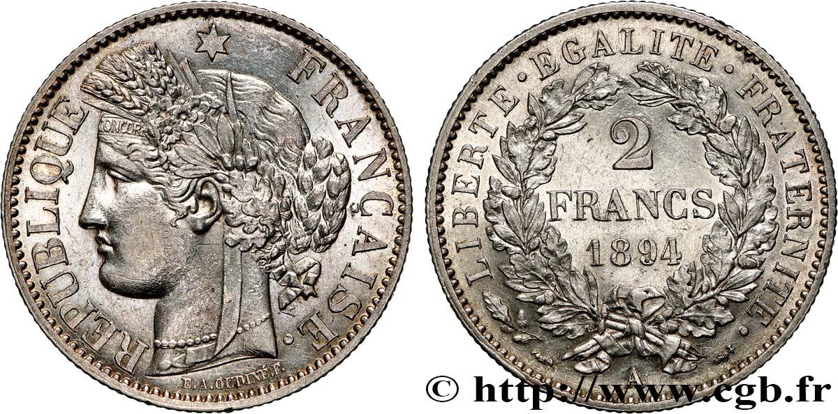 2 francs Cérès, avec légende 1894 Paris F.265/16 SUP61 