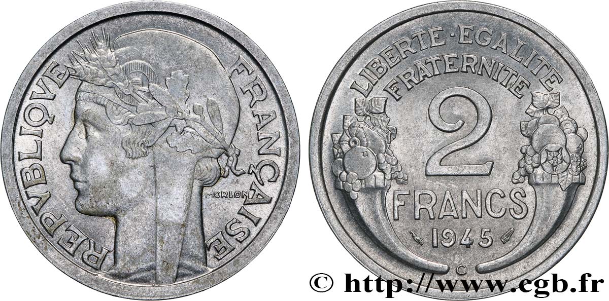 2 francs Morlon, aluminium 1945 Castelsarrasin F.269/7 SUP58 