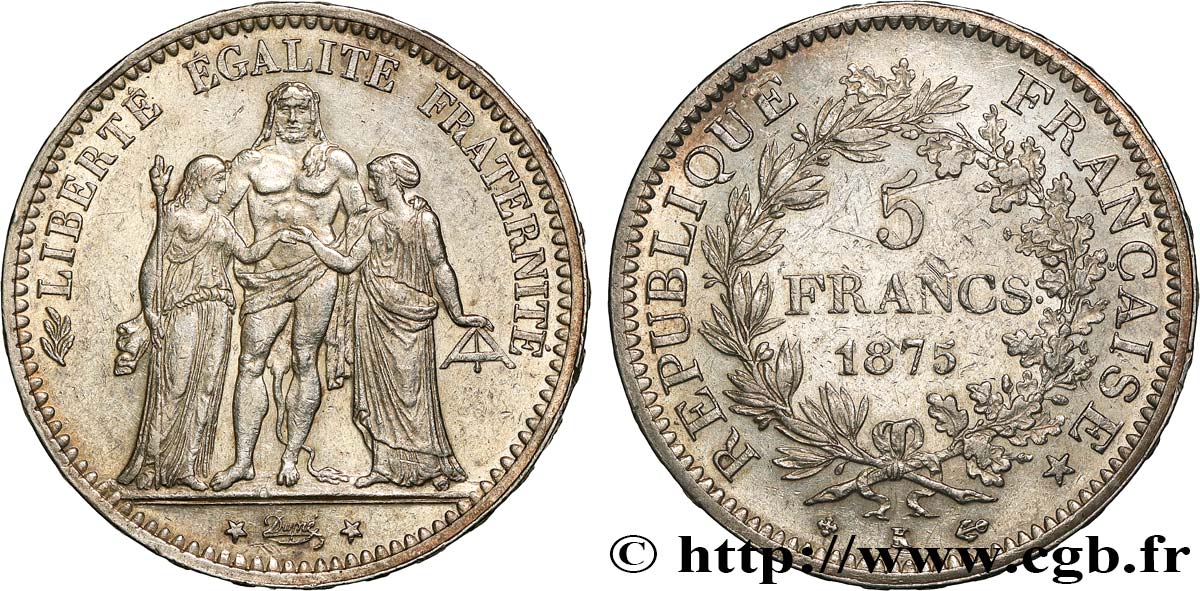 5 francs Hercule 1875 Bordeaux F.334/16 MBC+ 