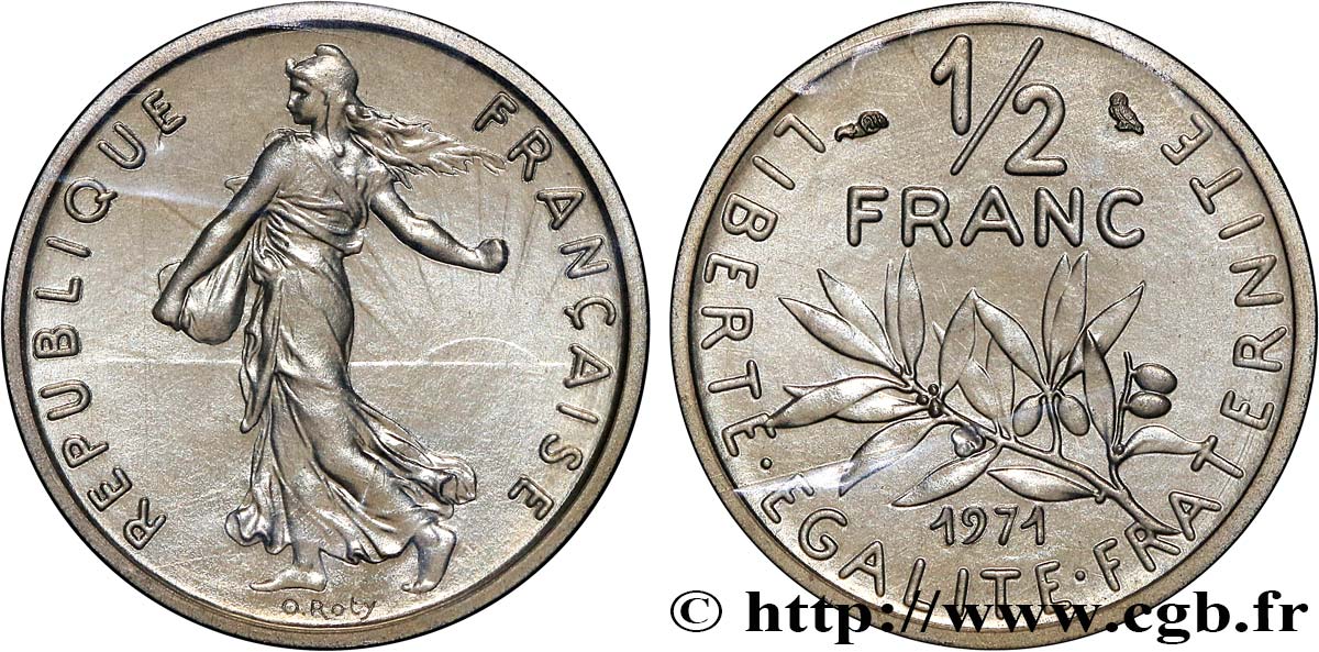 Piéfort Argent de 1/2 franc Semeuse 1971 Pessac GEM.91 P2 MS 