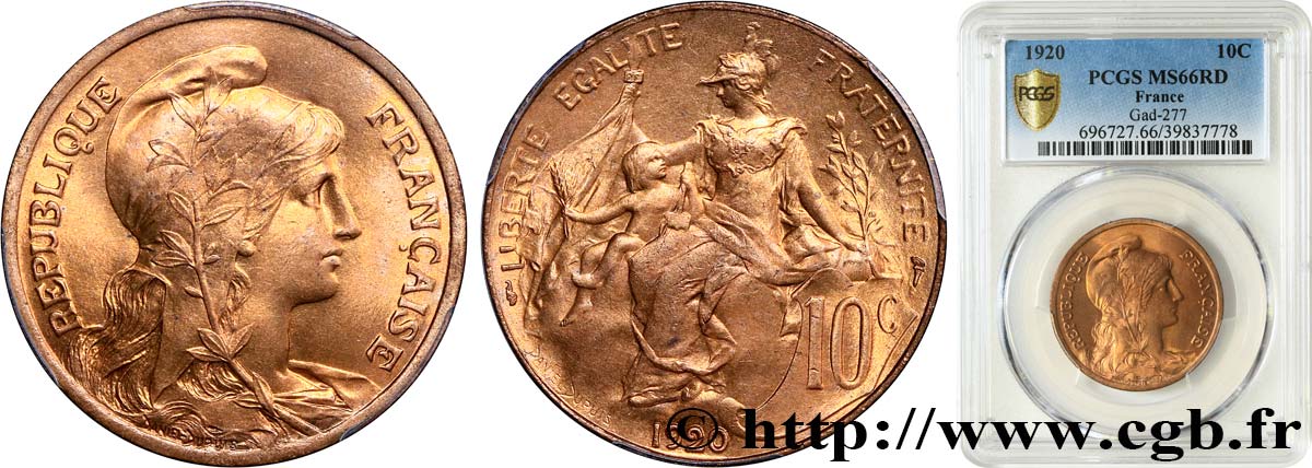 10 centimes Daniel-Dupuis 1920  F.136/29 MS66 PCGS