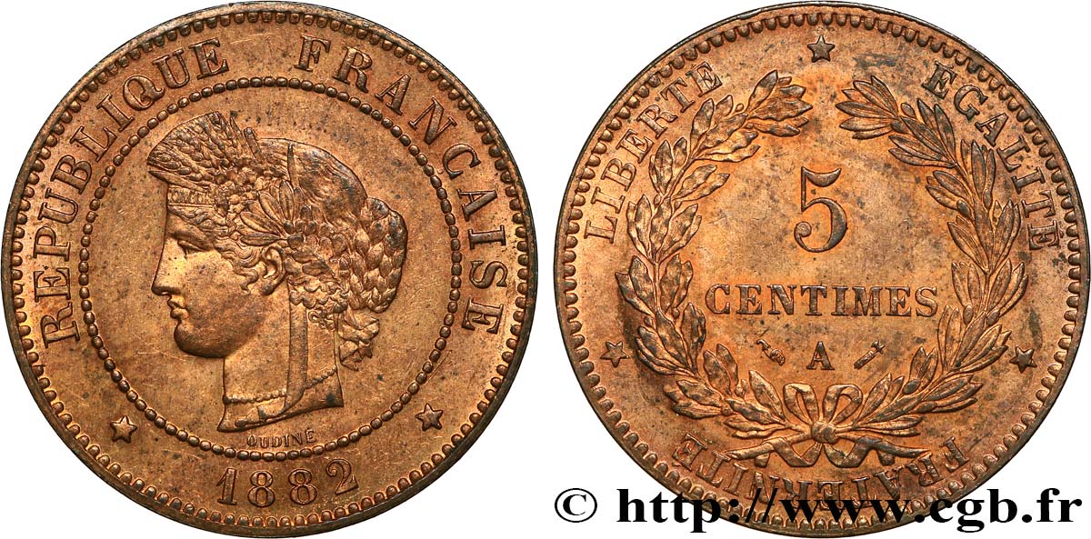 5 centimes Cérès 1882 Paris F.118/23 MS61 