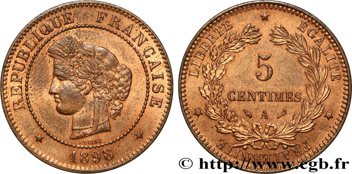 5 centimes Cérès 1898 Paris F.118/41 SPL63 