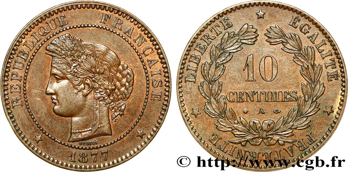 10 centimes Cérès 1877 Paris F.135/18 MBC53 