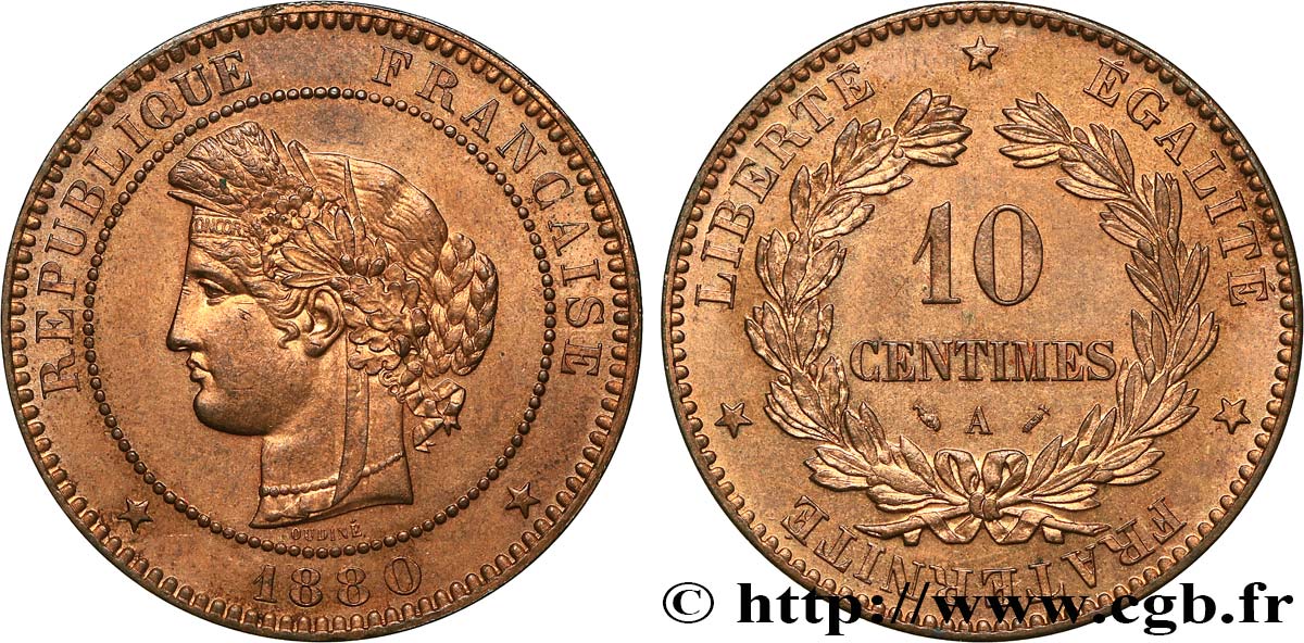 10 centimes Cérès 1880 Paris F.135/24 SPL63 