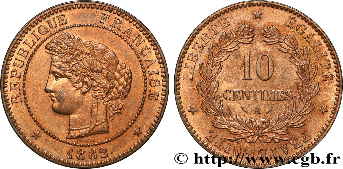 10 centimes Cérès 1882 Paris F.135/26 MS60 