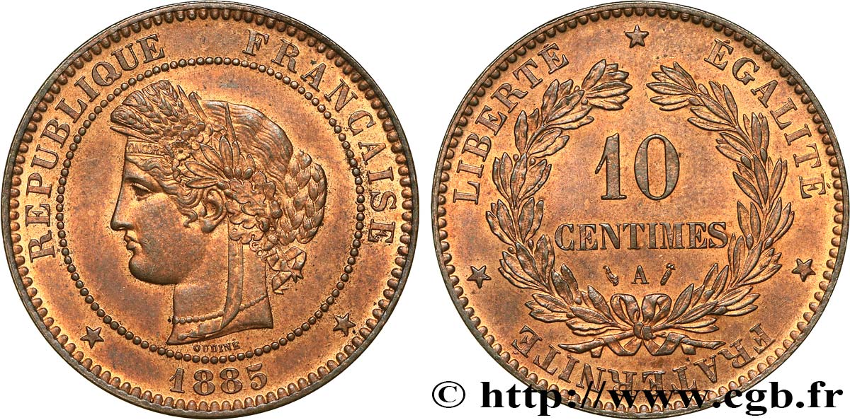 10 centimes Cérès 1885 Paris F.135/29 EBC61 