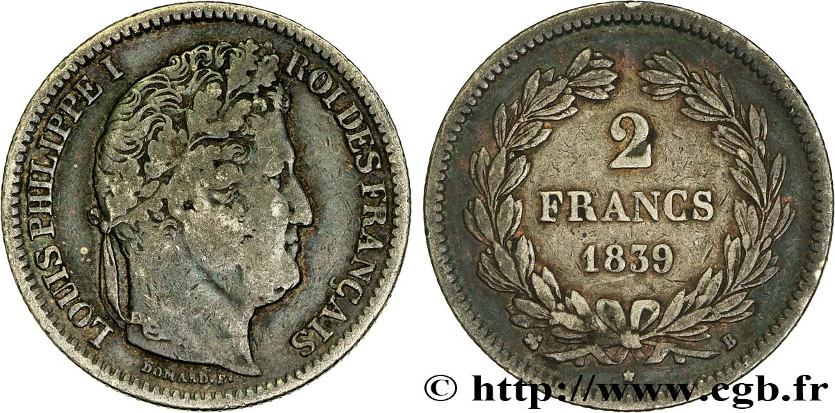 2 francs Louis-Philippe 1839 Rouen F.260/71 TB 