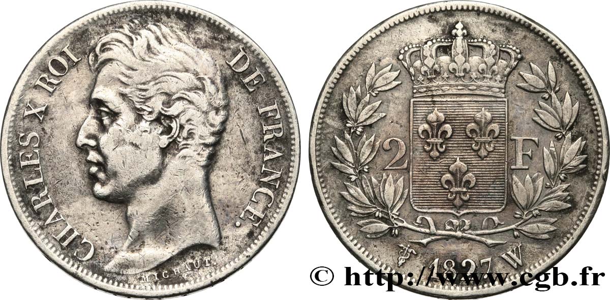 2 francs Charles X 1827 Lille F.258/35 MB 