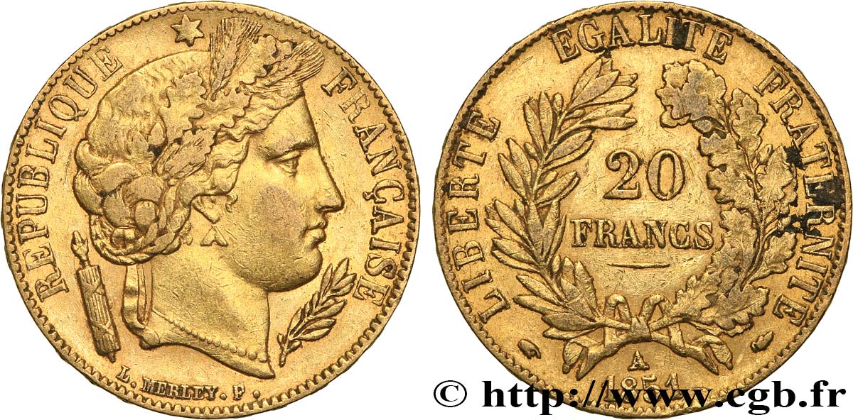 20 francs or Cérès 1851 Paris F.529/4 TTB 