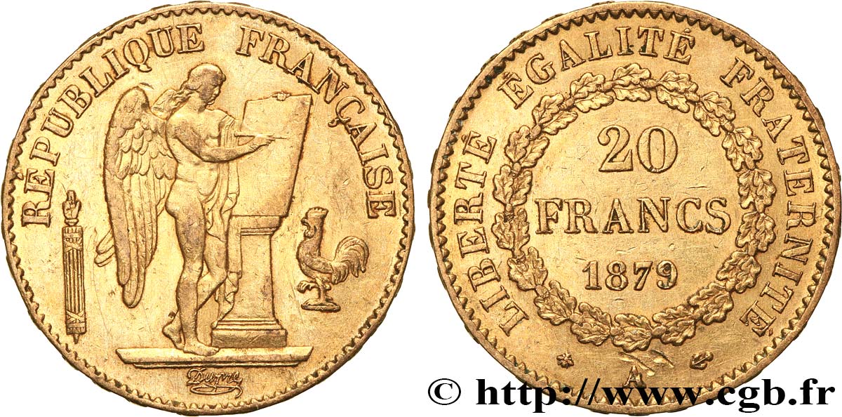 20 francs or Génie, Troisième République 1879 Paris F.533/7 TTB 